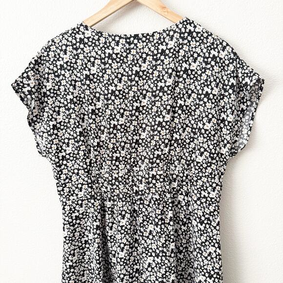 MOLLY BRACKEN | Black White Ditzy Mini Print Floral Dress High Low Hem | Size XL - Picture 9 of 12